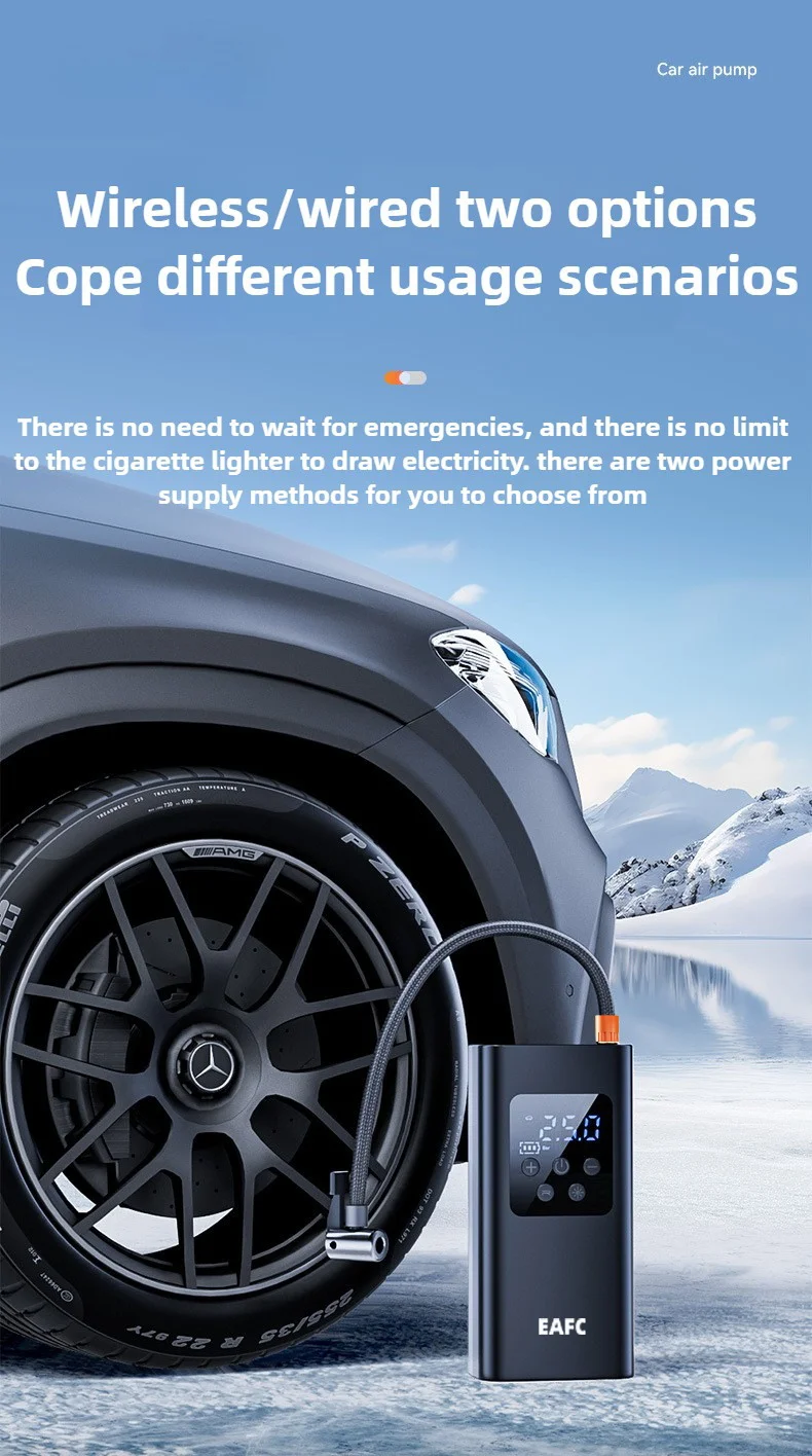 Neue Auto aufblasbare Pumpe USB-Aufladung drahtlose Handheld elektrische 120w digitale Auto Luft kompressor Pumpe für Motorräder Autos LKW – Detail 10