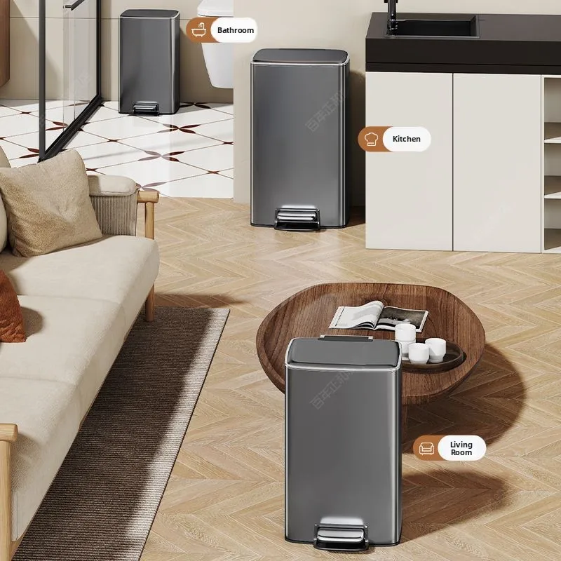 

Большая ножная педаль из нержавеющей стали Capaci, кухонная корзина для баточей для домашнего использования, мусорная корзина для гостиной с крышкой