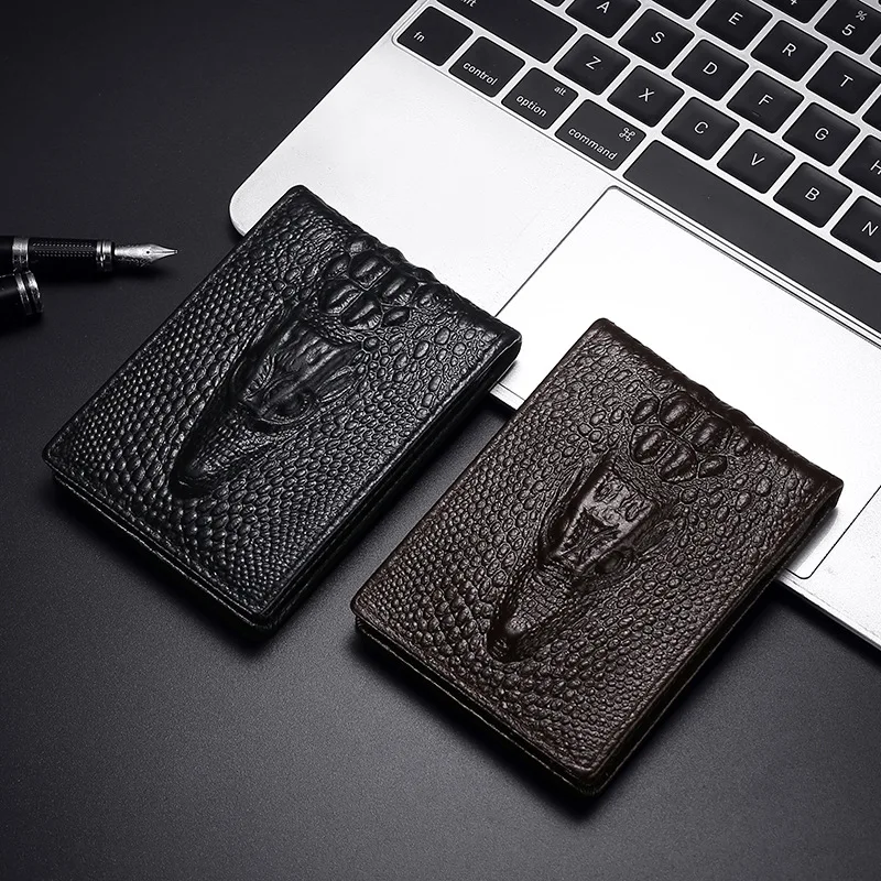 New Arrival Men's Wallet Genuine Leather Card Bag Driver's License Holster Crocodile Pattern Wallet Layer Cowhide card holder