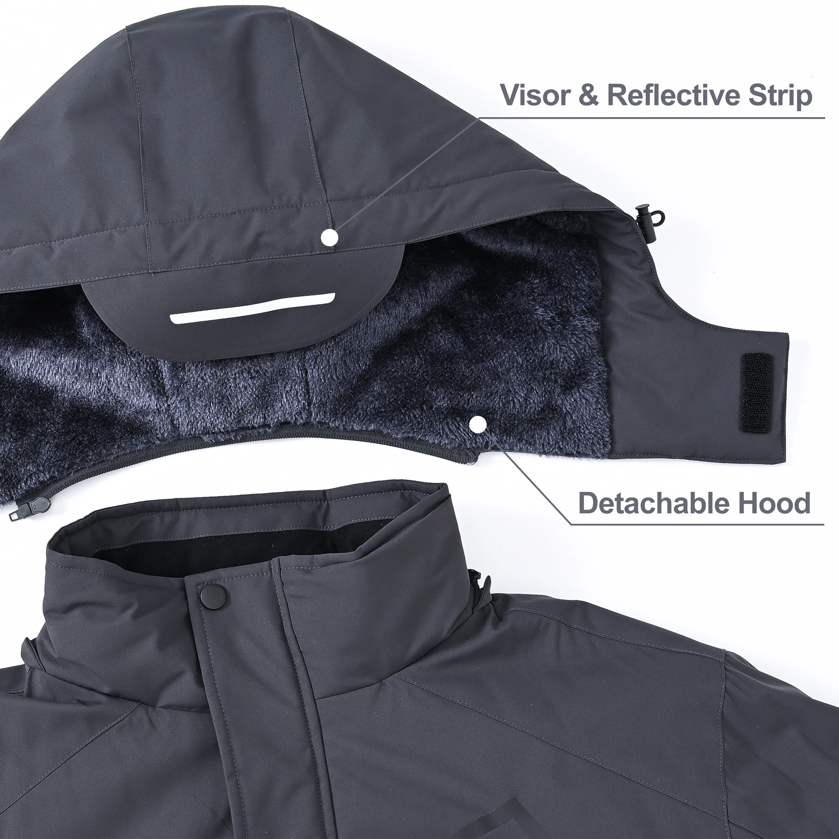 Winter Wasserdichte Winddichte Fleece-Gefütterte Jacken Herren Wanderjacken Outdoor Abnehmbare Kapuzenmäntel Ski Snowboard Oberbekleidung – Detail 30