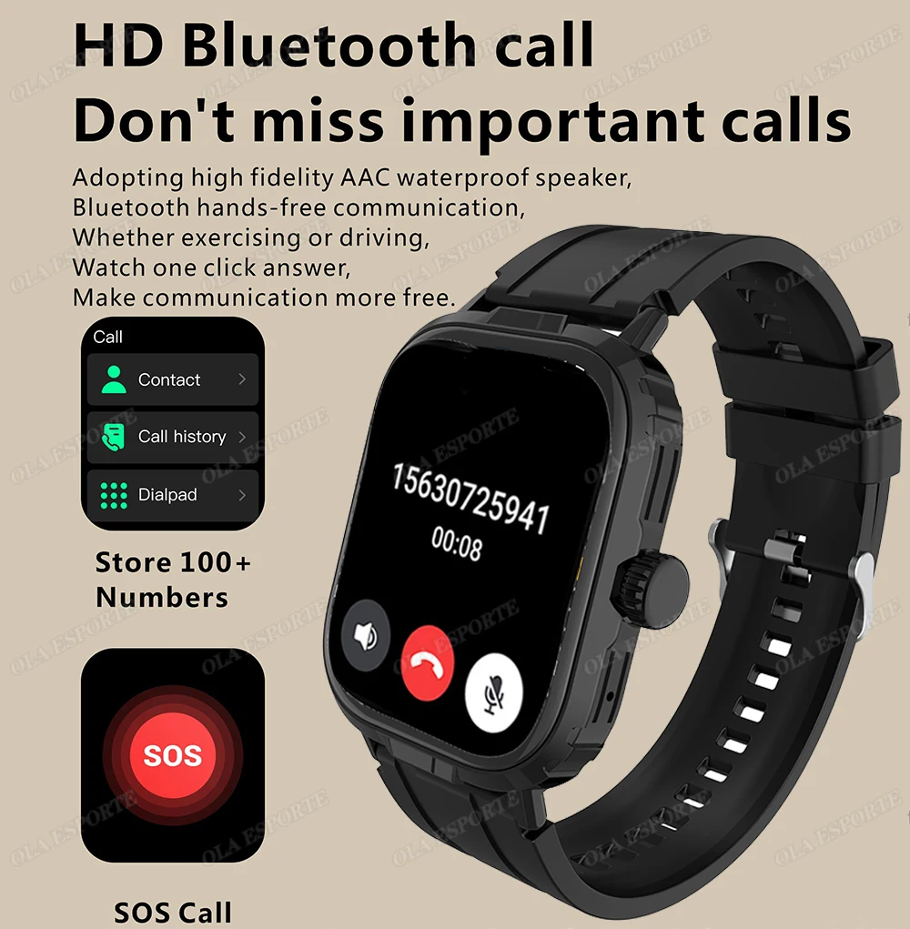 2025 Nuovo Militare Smartwatch Uomo Donna Sport All'aria Aperta Tracker Monitor di Salute IP68 Impermeabile HD Chiamata Bluetooth Astuto Della Vigilanza 2025