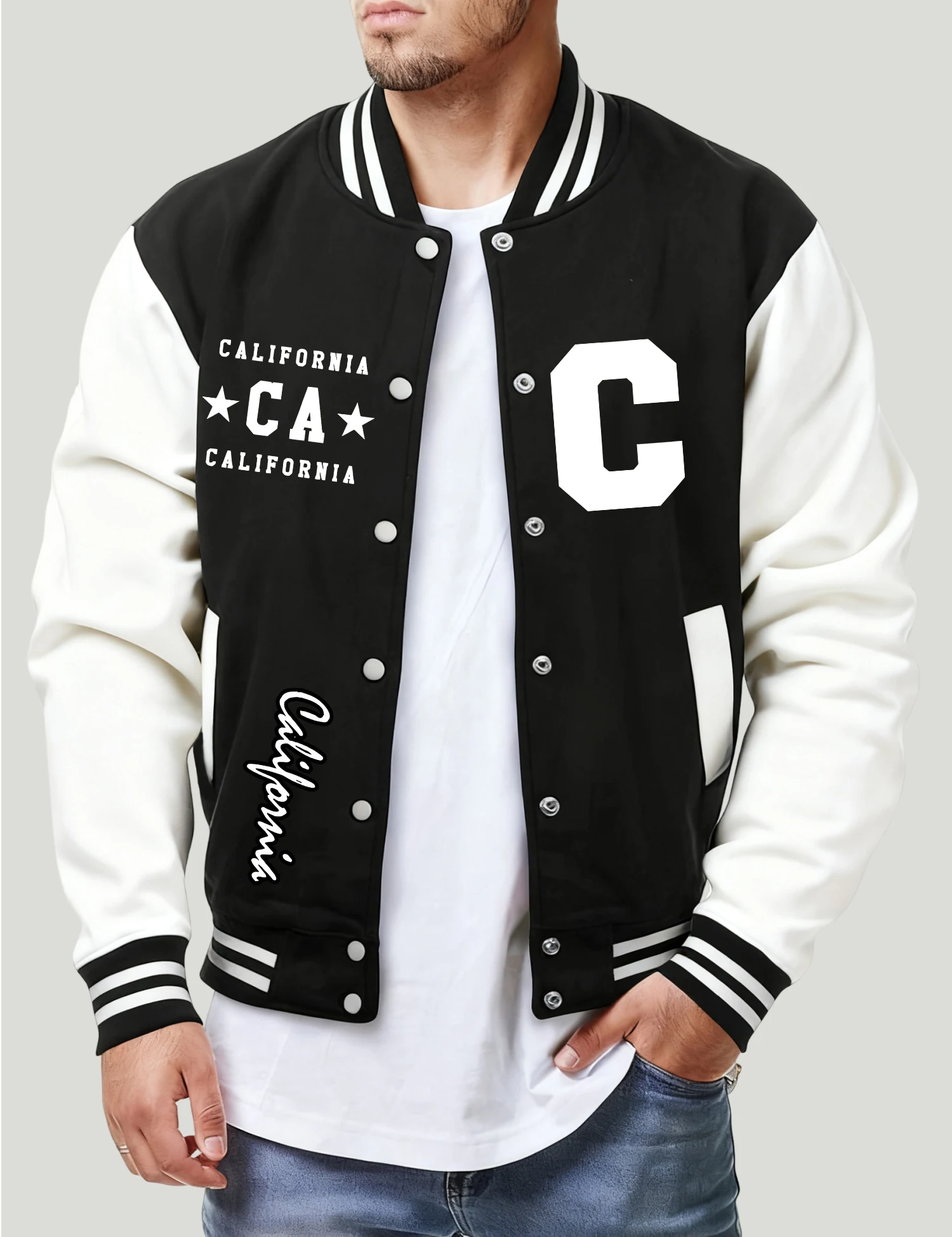 

California And Art Letter C Clothing Men Autumn Streetwear American Top Fashion Comics Jackets Unisex Casual Baseball Jersey
