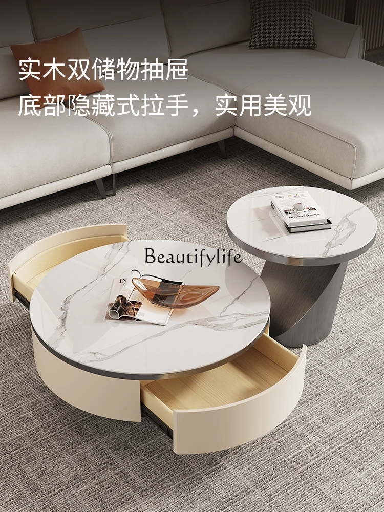 Round Italian Stone Plate Tea Table, sala de estar, tamanho Home