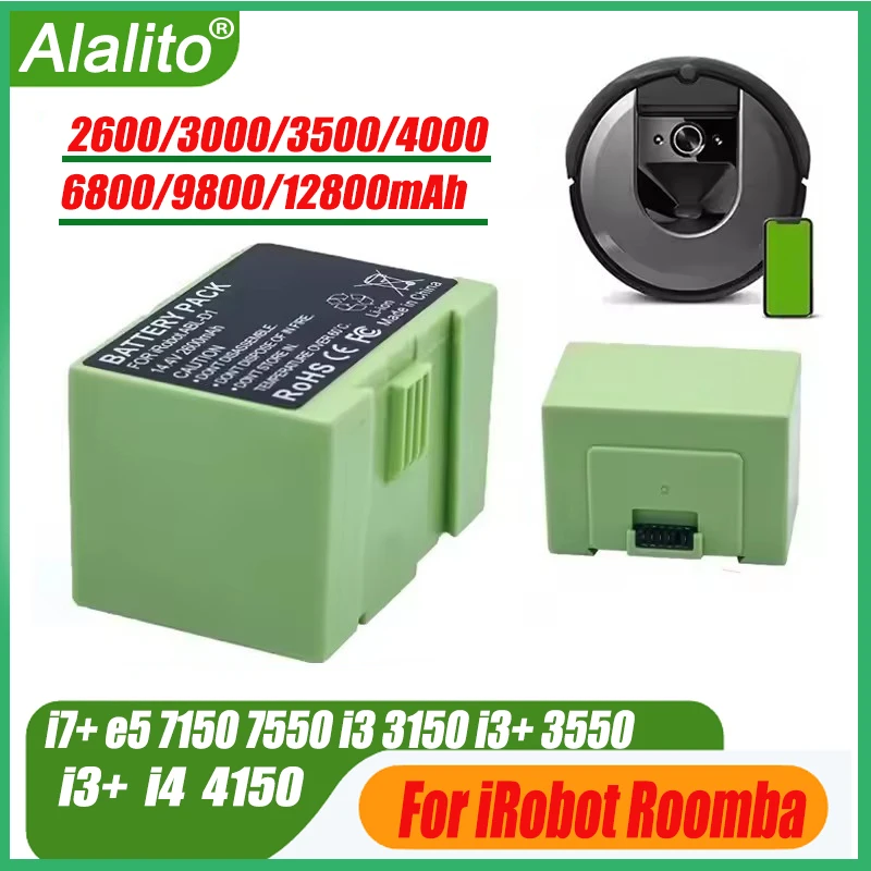 

Замена аккумулятора i7 14,4 В, 12800 мАч для iRobot Roomba e и i Series i7+ e5 7150 7550 i3 3150 i3+ 3550 i4 4150 i4+ 4624864