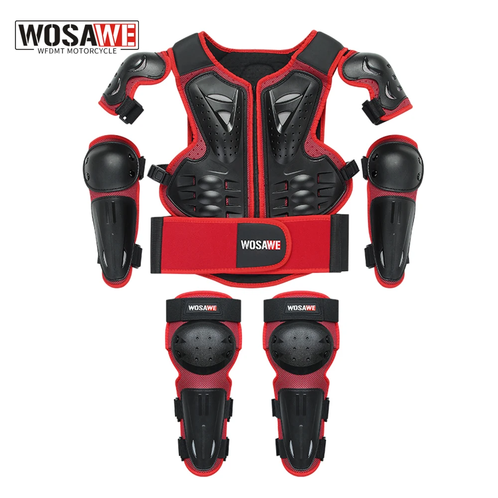 

WOSAWE Kids Children Motorcycle Armor Suit Motocross Full Body Protective Gears Skateboard Back Protector Knee Pads Elbow Guard