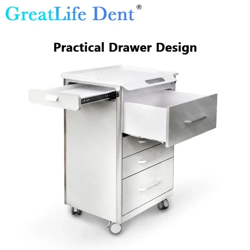 

MX GCC Stock Beauty Salon Dental Clinic 4-layer Side Cabinet Storage Cabinet Center Cart Workbench Power Socket Movable Trolley