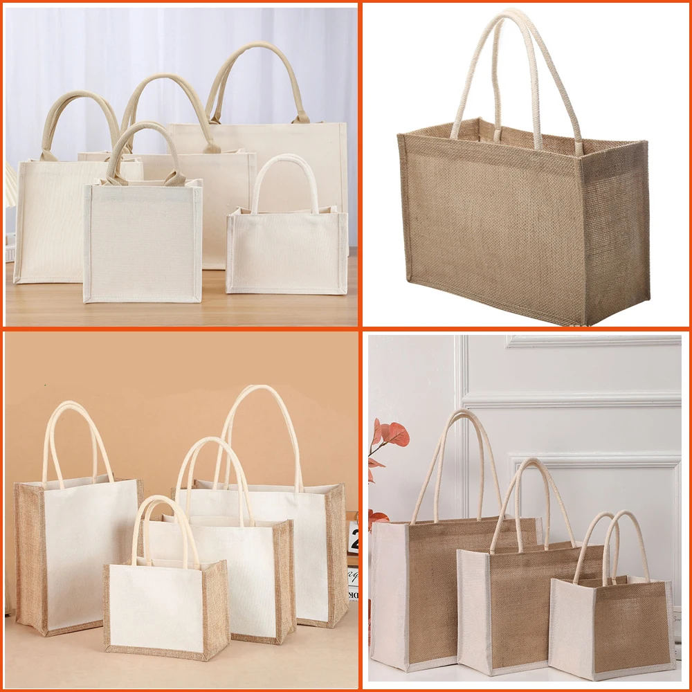 Cotton bag Burlap Grocery Bag Canvas Tote Shopping bag Shoulder Eco-Friendly Handbags Cotton Storage Bag portable burlap handbag