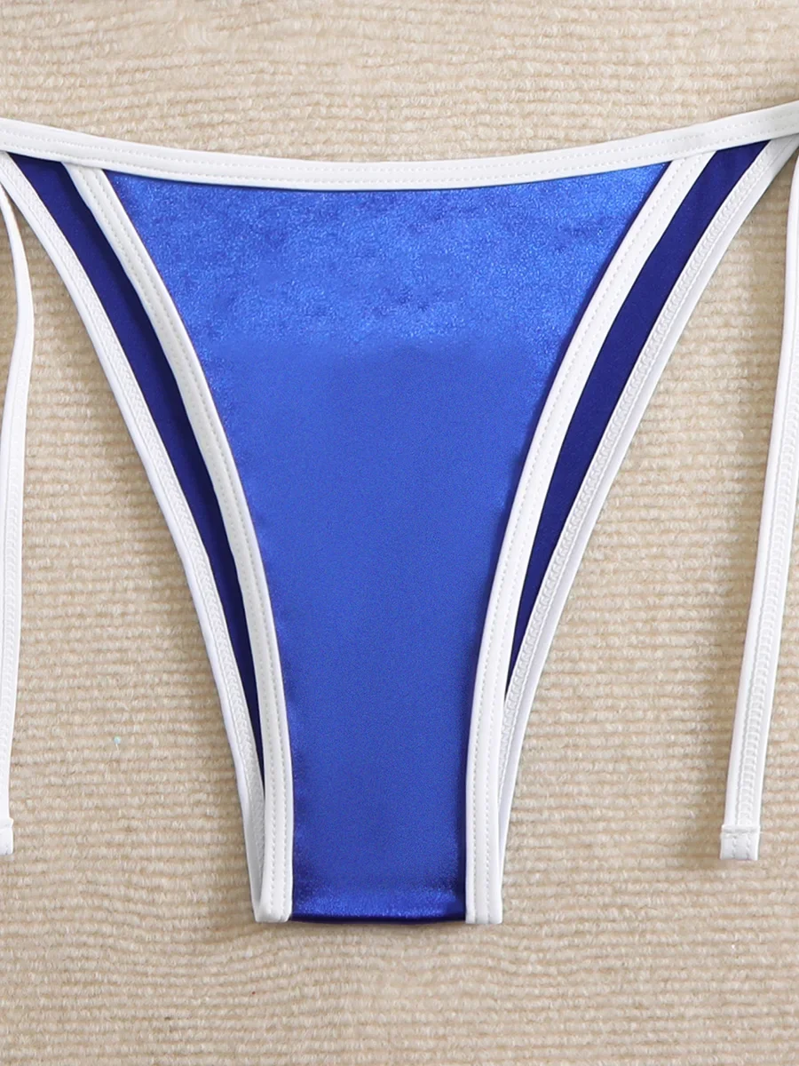 Shiny Halter Hollow Out 비키니 여성 수영복 여성 브라질 수영복 투피스 비키니 세트 하이 컷 수영복 수영 레이디