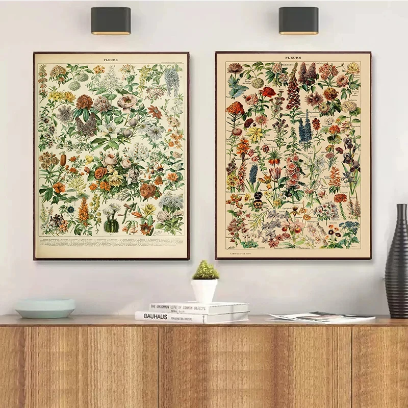 Vintage Wall Art Plants Mushroom Posters And Prints Flower Insect Butterfly Vegetable Pumpkin Carrot Canvas Painting Room Decor