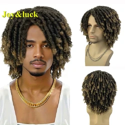Synthetic Short Brown Dreadlock Men Wigs 14 Inches Good Quality Crochet Twist Braiding Braided Daily Man Hair