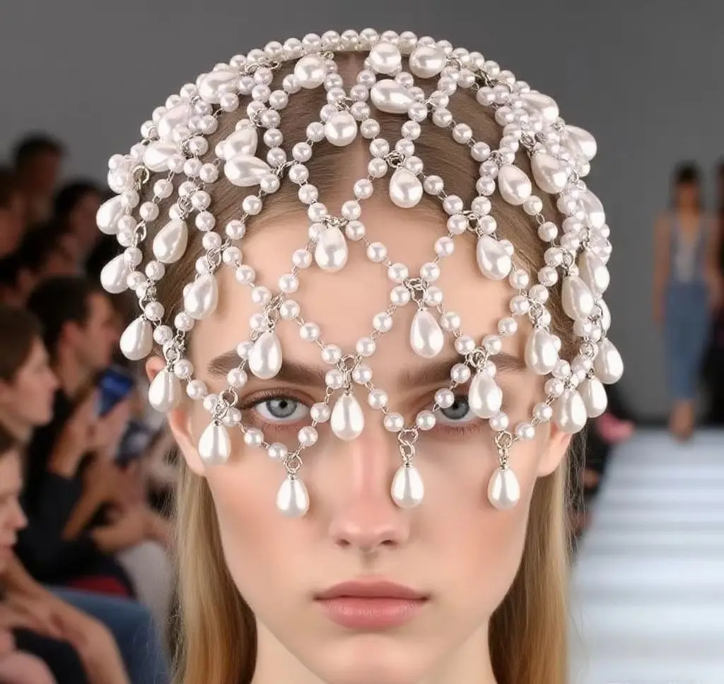Neue Perle Net Dekoration Haarband Vorne Haar Zubehör Zurück Bereich Kopfbedeckungen Täglichen Styling Stirnband Heißer Schmuck Braut