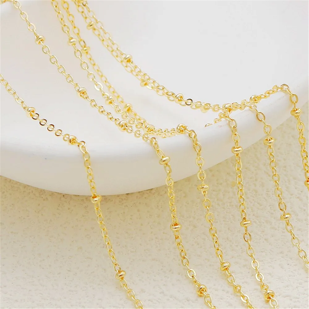 14K Gold Wrapped Chain, Flat 0 Clip Bead, Separator Chain, Work in Progress, DIY Accessories, 1.5mm