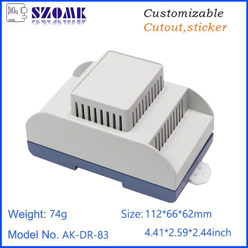 ABS Plastic Din Rail Enclosures flame retardant material UL-94-V0 112*66*62 mm Industrial Control Electronic Box with Clips