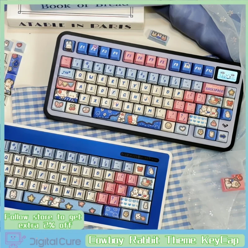 

Cowboy Rabbit Theme Keycap Pbt Full Five Sided Heat Sublimation Key Cap Hi75 Hi8 Complete Set Of Mechanical Keyboard Key Cap