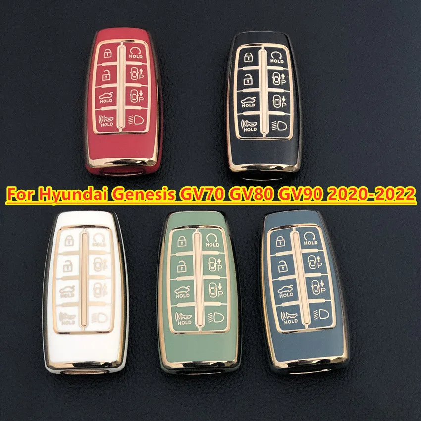 

For Hyundai Genesis GV70 GV80 GV90 2020 2021 2022 Car TPU Key Case Cover Holder Key Shell Ring Protective Accessories Decor