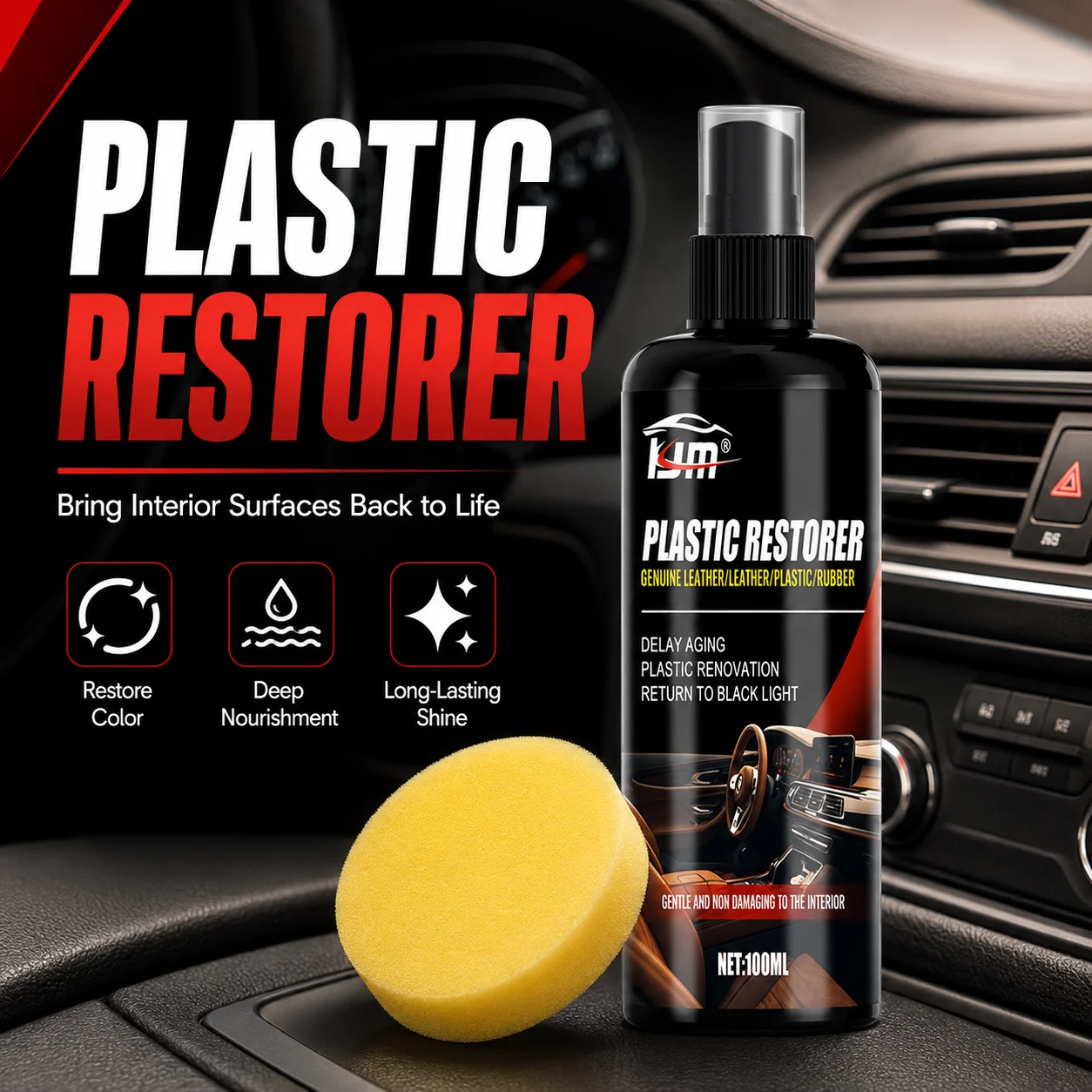 Leather Cleaner Conditioner Kit Care Set Deep Spray Nourishing Cream Restores Softness Shine Prevents Cracking Includes Sponge