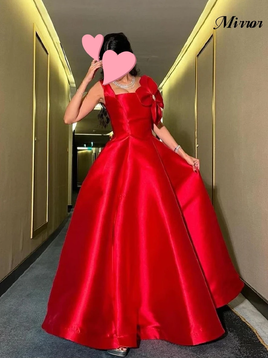 Mirror Dress Elegant Vintage Sweet Red Flower Beads Crystal A-Line Customize Formal Occasion Prom Dress Evening Party Gowns