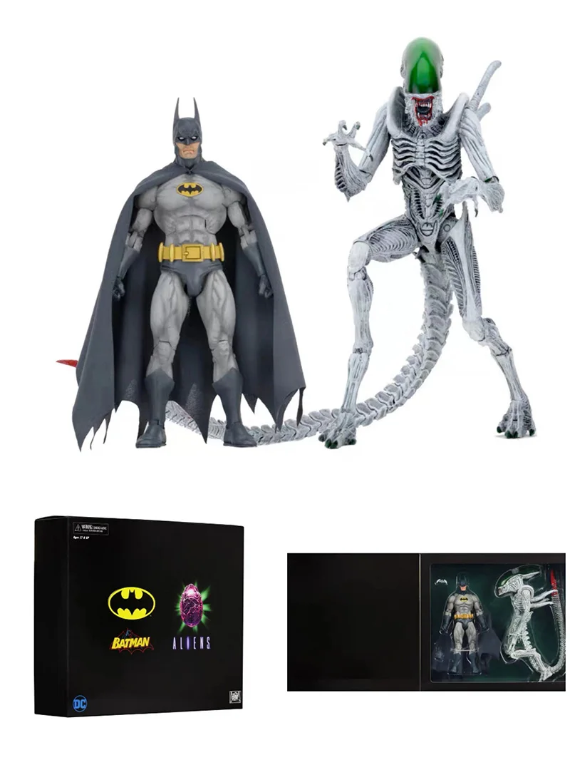 2 sztuk Anime Batman Superman VS Alien Xenomorph NYCC figurka NECA Supermen Batman rysunek zabawki-modele do kolekcjonowania prezenty