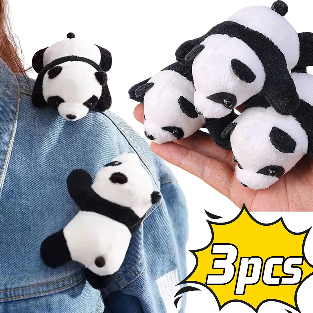 Kawaii Little Panda Doll Brooch Cartoon Plush Pins Creative Resting Panda Home Ornament Bag Clothing DIY Decor Toys Accessories