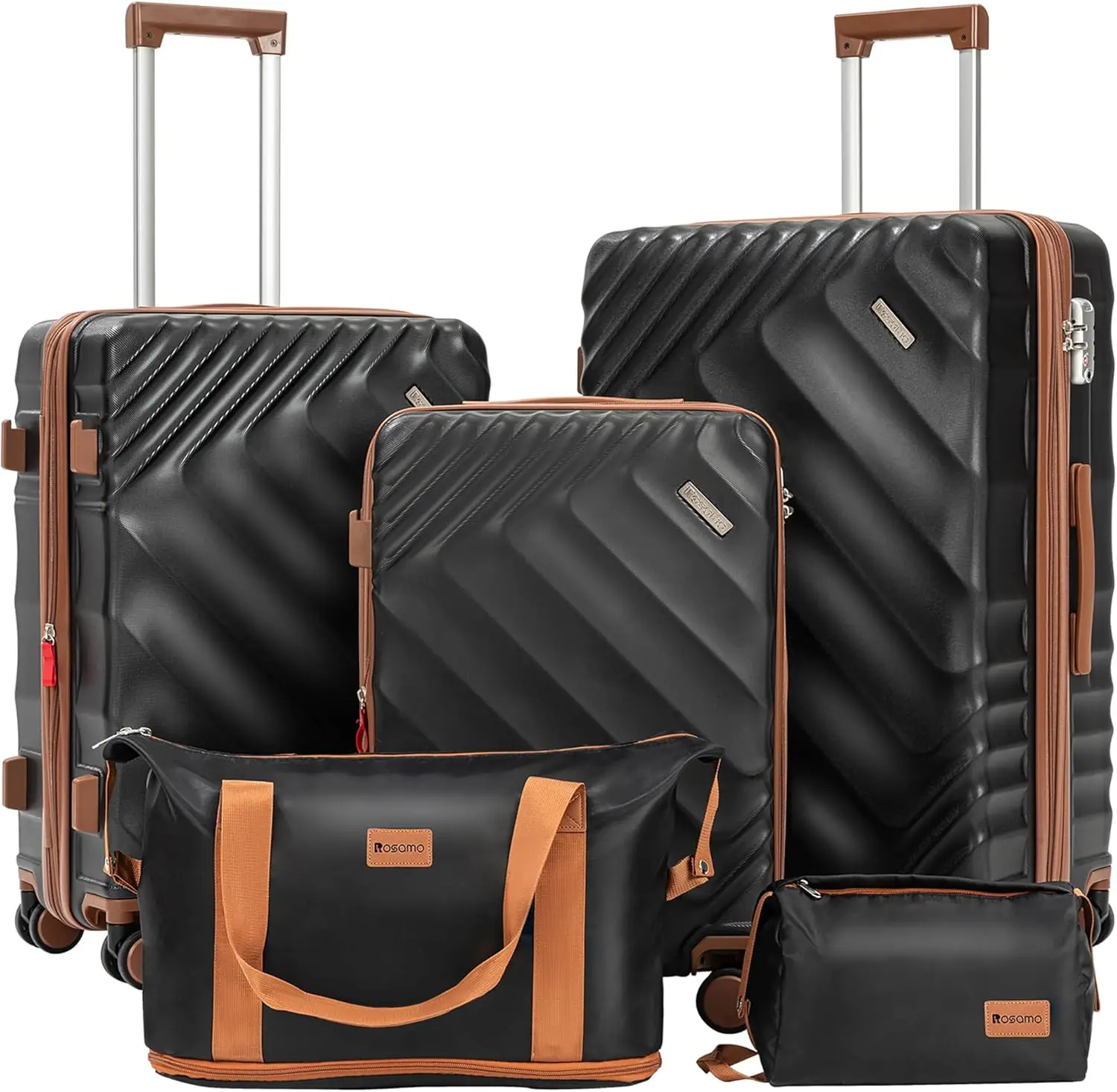 

5 Piece Luggage Set Expandable Suitcase 22x14x9 Airline Approved Carry on, ABS Hard Case with Spinner Wheels TSA Lock