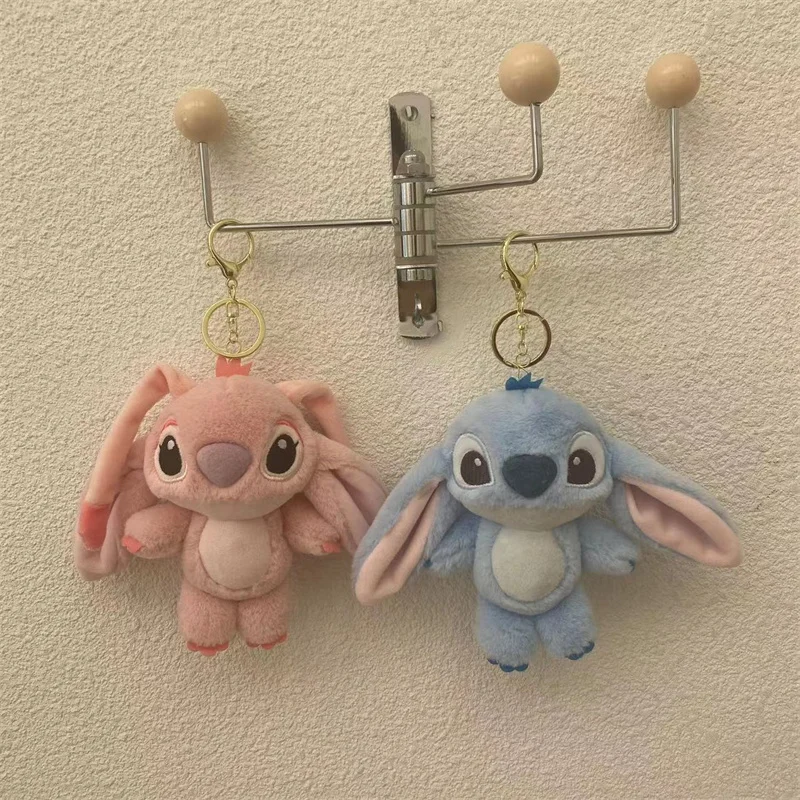 Disney Lovely Stitch Doll Bag Pendant Stuffed Cartoon Anime Lilo & Stitch Angel Plushies Keychains Birthday Gifts For Girl