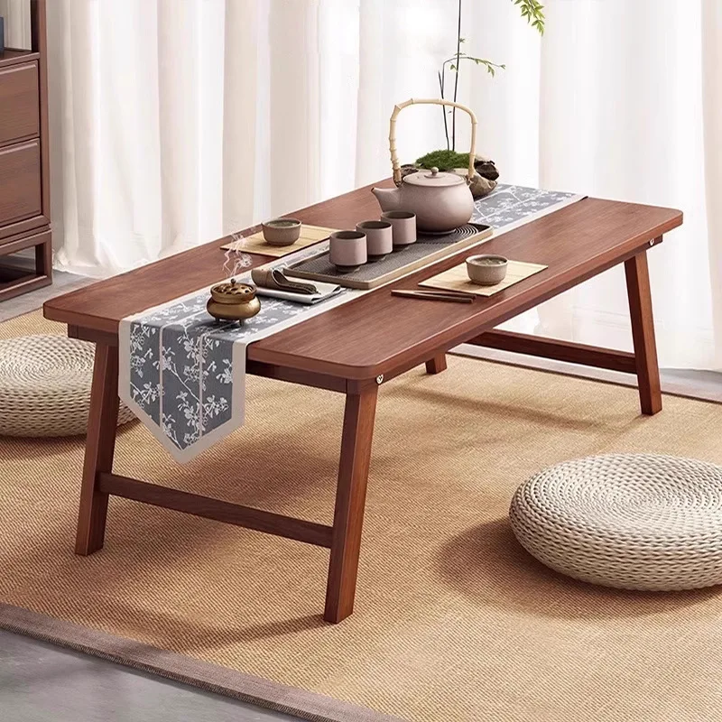 #Folding Wooden Table,Japanese Bay Window Balcony Coffee TableTatami Home Bedroom Bed Computer Study Desk Sundry Rack for Tatami