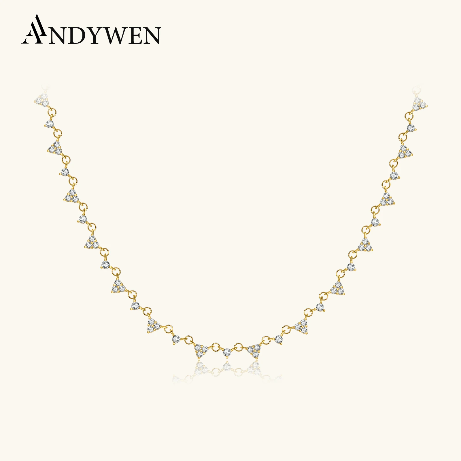

ANDYWEN 925 Sterling Silver Choker Charm Long Chain Necklace 2024 Women Anniversary Wedding Gift Fashion Fine Jewelry