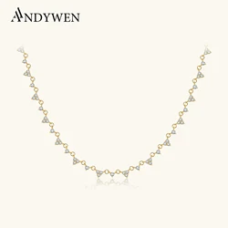 ANDYWEN 925 Sterling Silver Choker Charm Long Chain Necklace 2024 Women Anniversary Wedding Gift Fashion Fine Jewelry