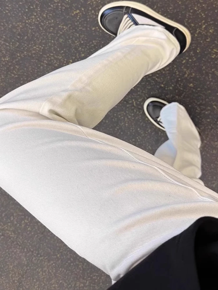 Jeans bianchi a vita alta Bell Bot da uomo estivi sottili Cleanfit dimagranti coltello da strada vestibilità ampia poliestere traspirante