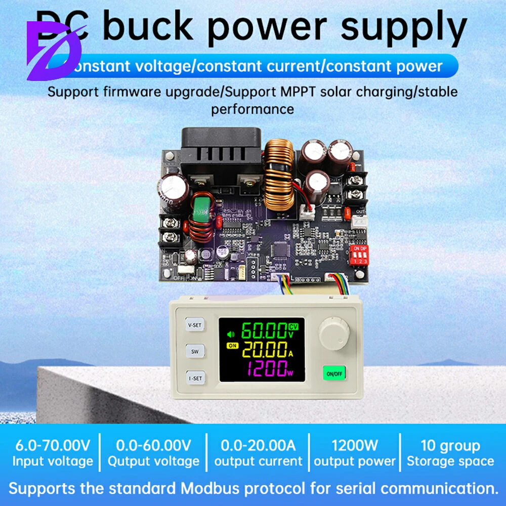 

XY6020LV CNC Adjustable Power Conversion Module DC Voltage Regulator Step-Down Power Supply 20A/1200W with LCD Screen
