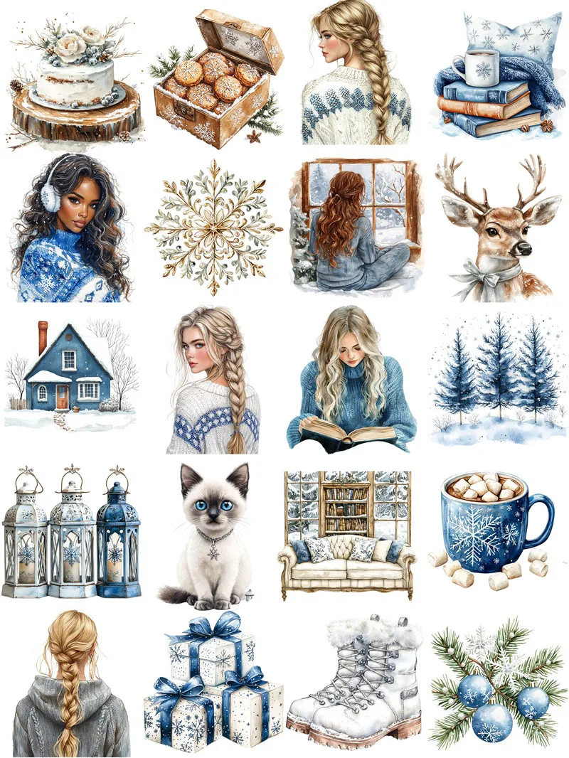 Blue Winter Stickers Crafts And Scrapbooking stickers kids toys book Decorative sticker DIY Stationery