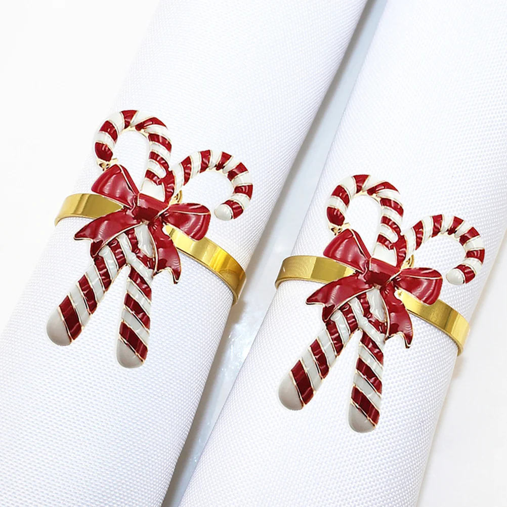 

4 Pcs Christmas Bow Napkin Rings Alloy Creative Table Decor Simple Exquisite Design Festive Stylish Xmas Gathering Napkin