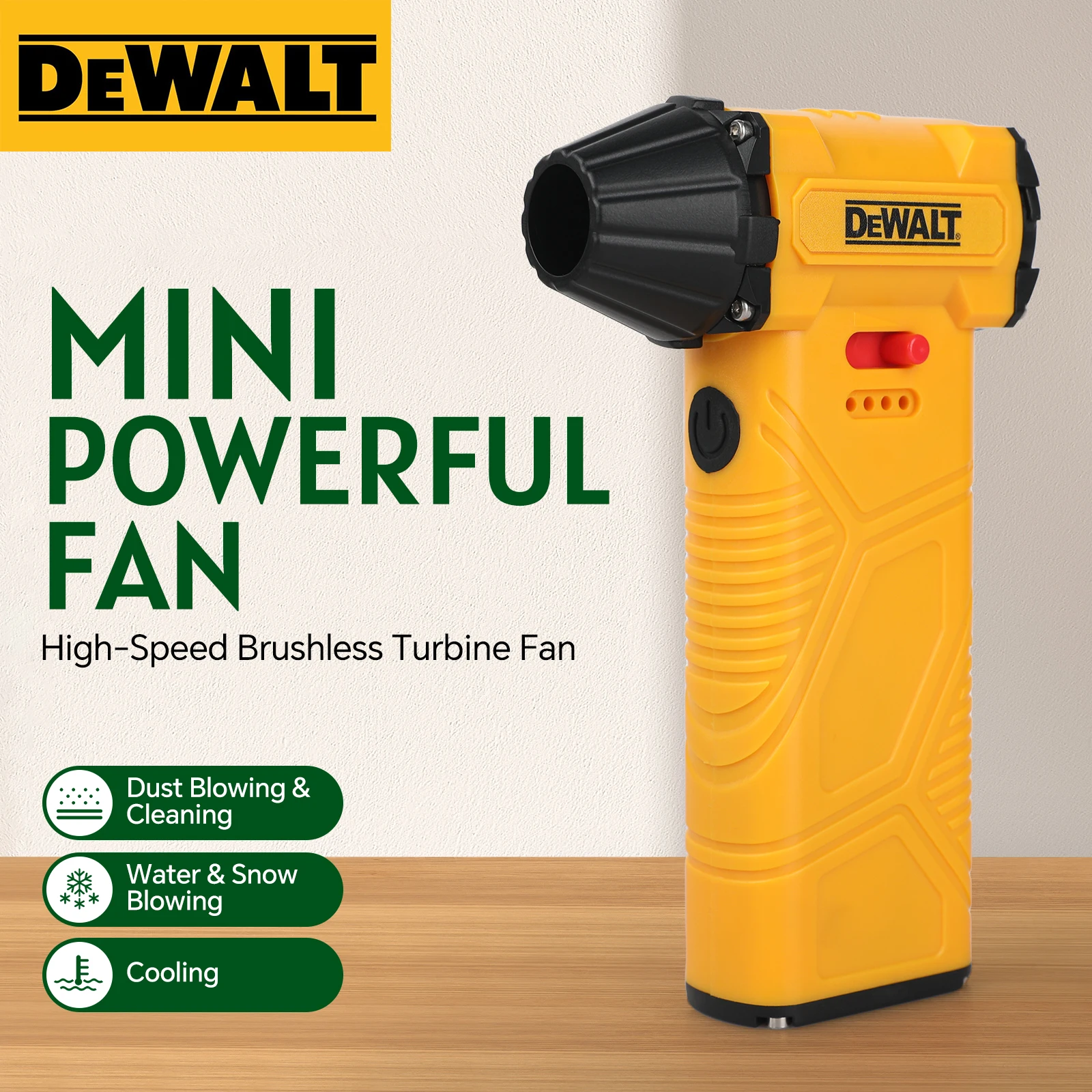 

Миниатюрный мощный высокоскоростной бесщеточный турбовентилятор DEWALT для сдувания пыли, очистки, уборки снега и охлаждения