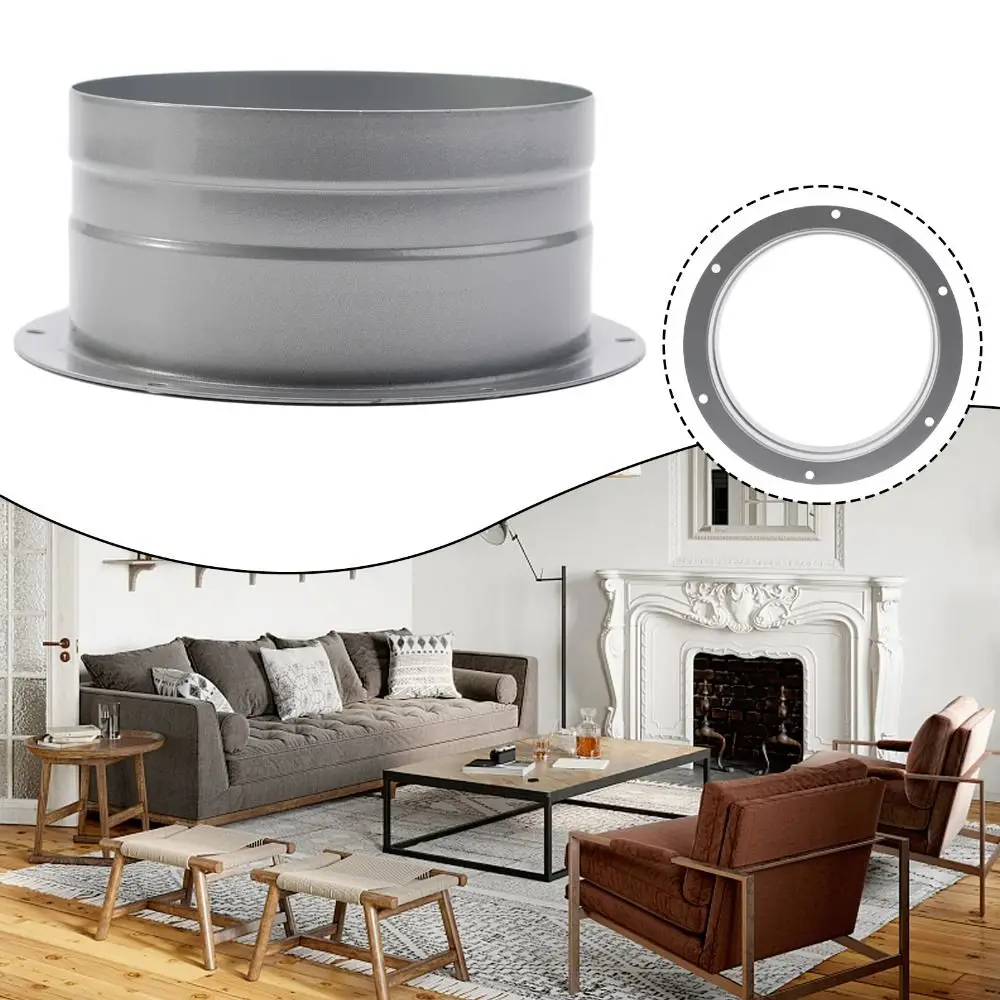 Metal Exhaust Duct Connector Flange 75-300mm High-temperature Resistant Straight Flange Adapter Round Pipe Air Vent Connector