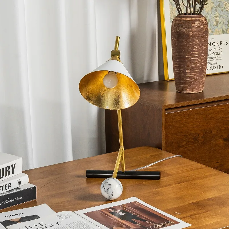 Modern fashion luxury brass table lamp marble hotel villa model room lamp