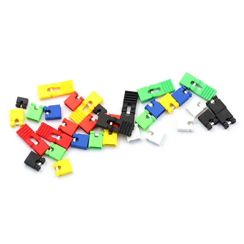 50PCS Pitch 2.54mm Header Jumper Shorted Cap & Headers & Wire Housings Connector Black Yellow Blue Red Green White For Arduino