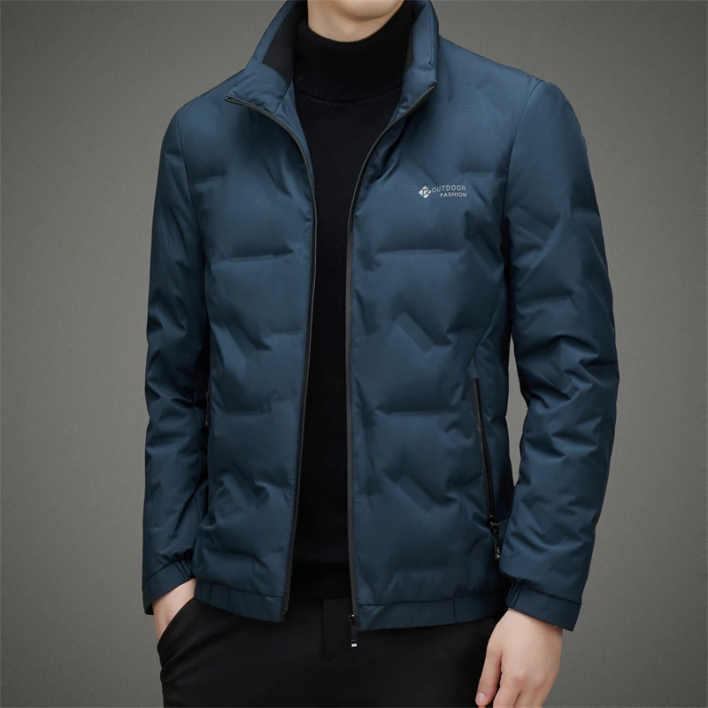 2025 Autumn Winter Casual Men's Lightweight Duck Down Jackets Outwear Windproof Warm Slim Fit Puffer Coats Zipper Tops Clothing