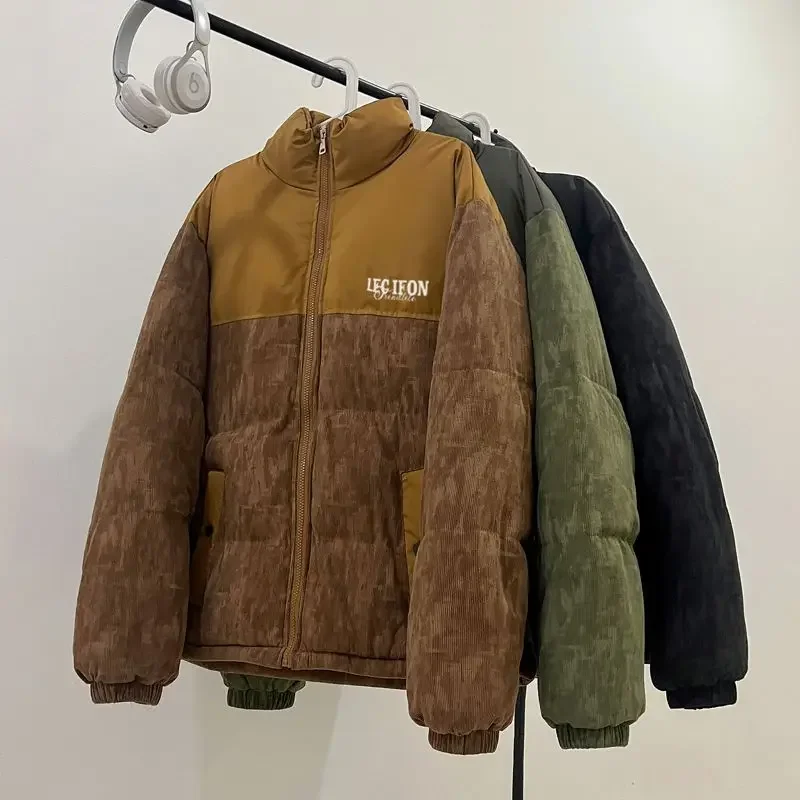 

Американская стеганая куртка, пуховая куртка с хлопковой подкладкой для любителей гонконгского стиля, женский новый зимний лоскутный костюм с хлопковым покрытием