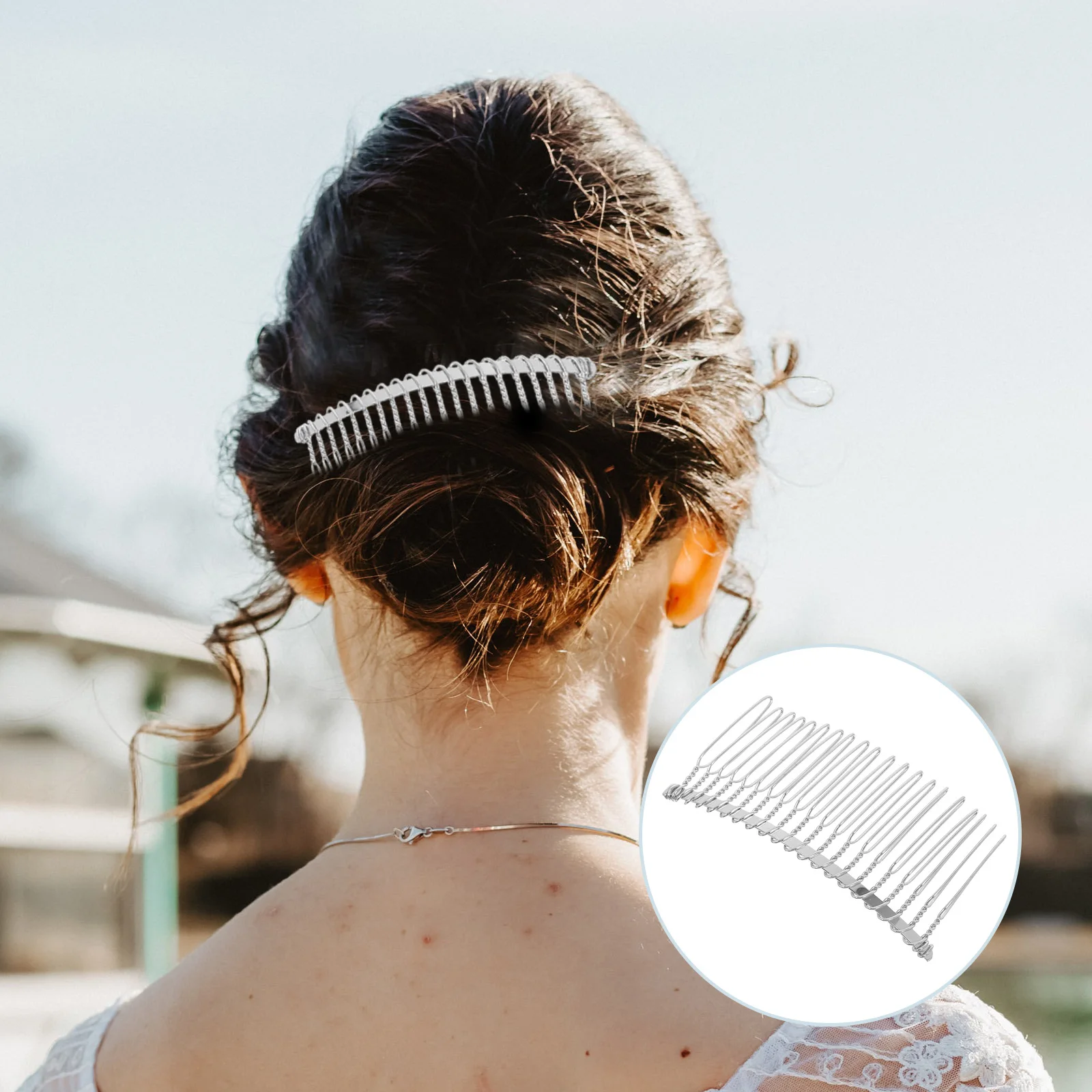 

Metal Hair Comb 7.8cm Silver Durable Hard Wire 20 Teeth Design for Bridal Fascinators Wedding Veils DIY Craft Projects