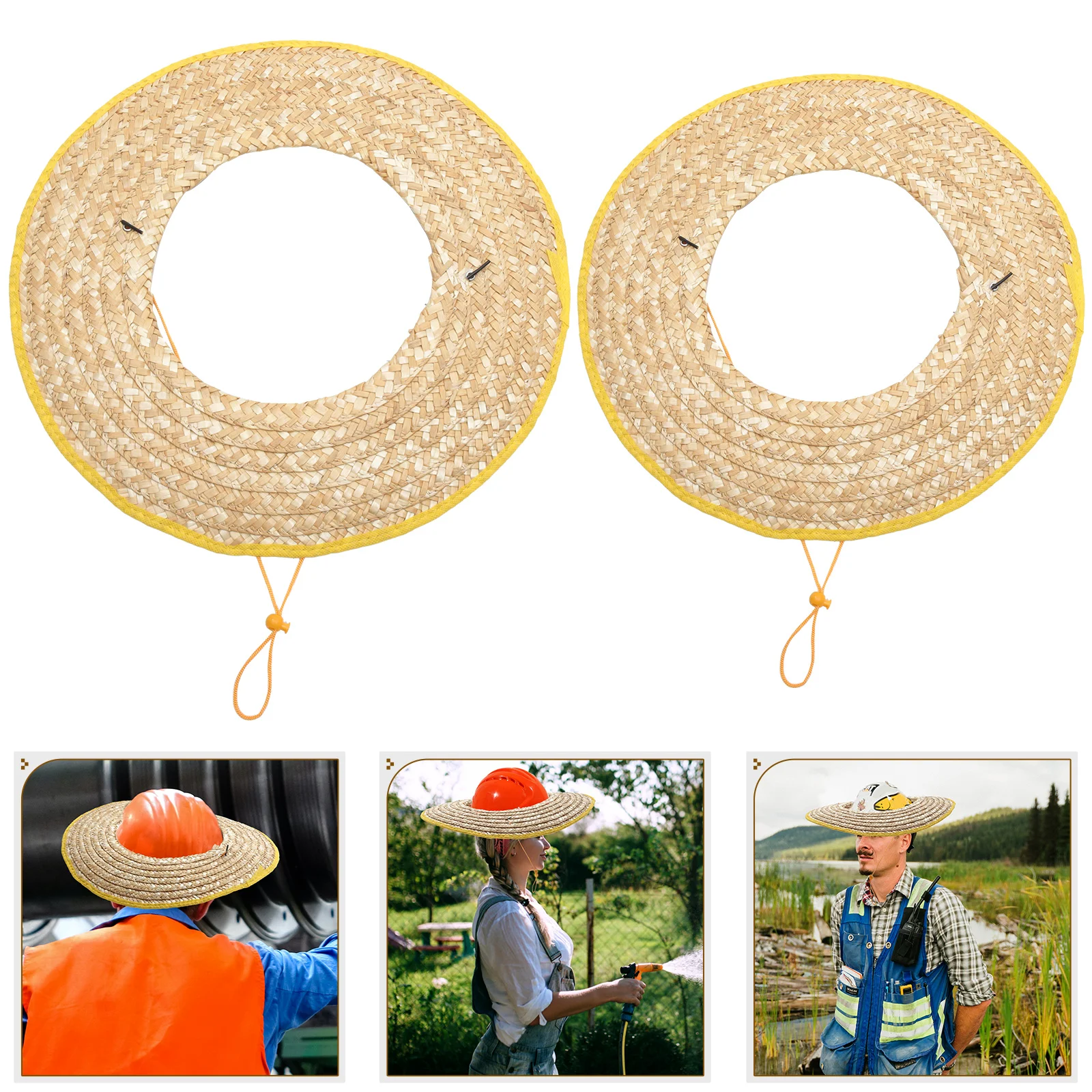 

2 Pcs Sun Shade Curtain for Hard Hat Lampshade 5000X5000X300CM Full Brim Guard Accessories Straw Sunshade Man Work