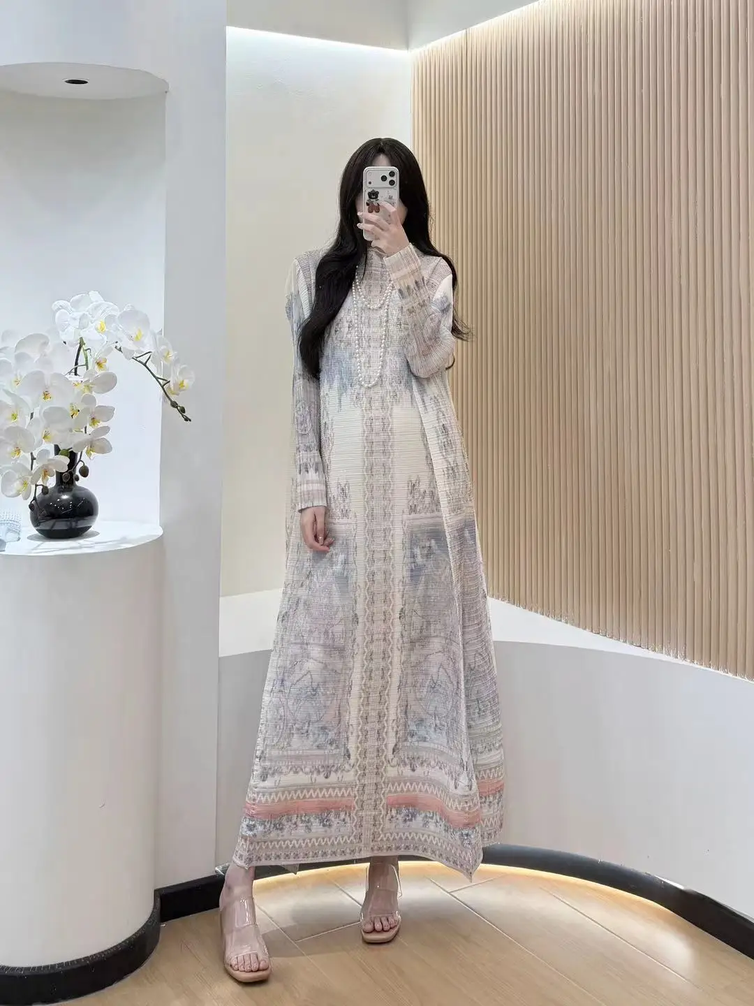 

KAF Luxury Women Banquet Attire Geometric Pattern Vintage Print Loose Fit Plus Size Design Casual Elegant Evening Gown