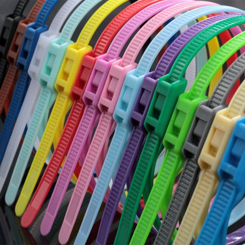 Laços de Cabo de Nylon para Crianças Bloqueio Duplo Parque de Diversões Castelo Impertinente Parque Aquático 8×400 mm 40 Bolsas 100 Pcs