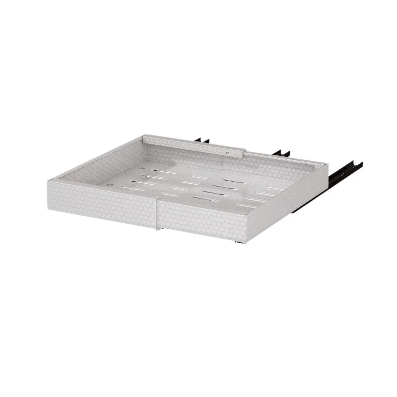 Low Profile Pull-out Cupboard Organizer, Carbon Steel Expandable Cabinet Shelf, Adjustable Width Depth, No-hole Installation