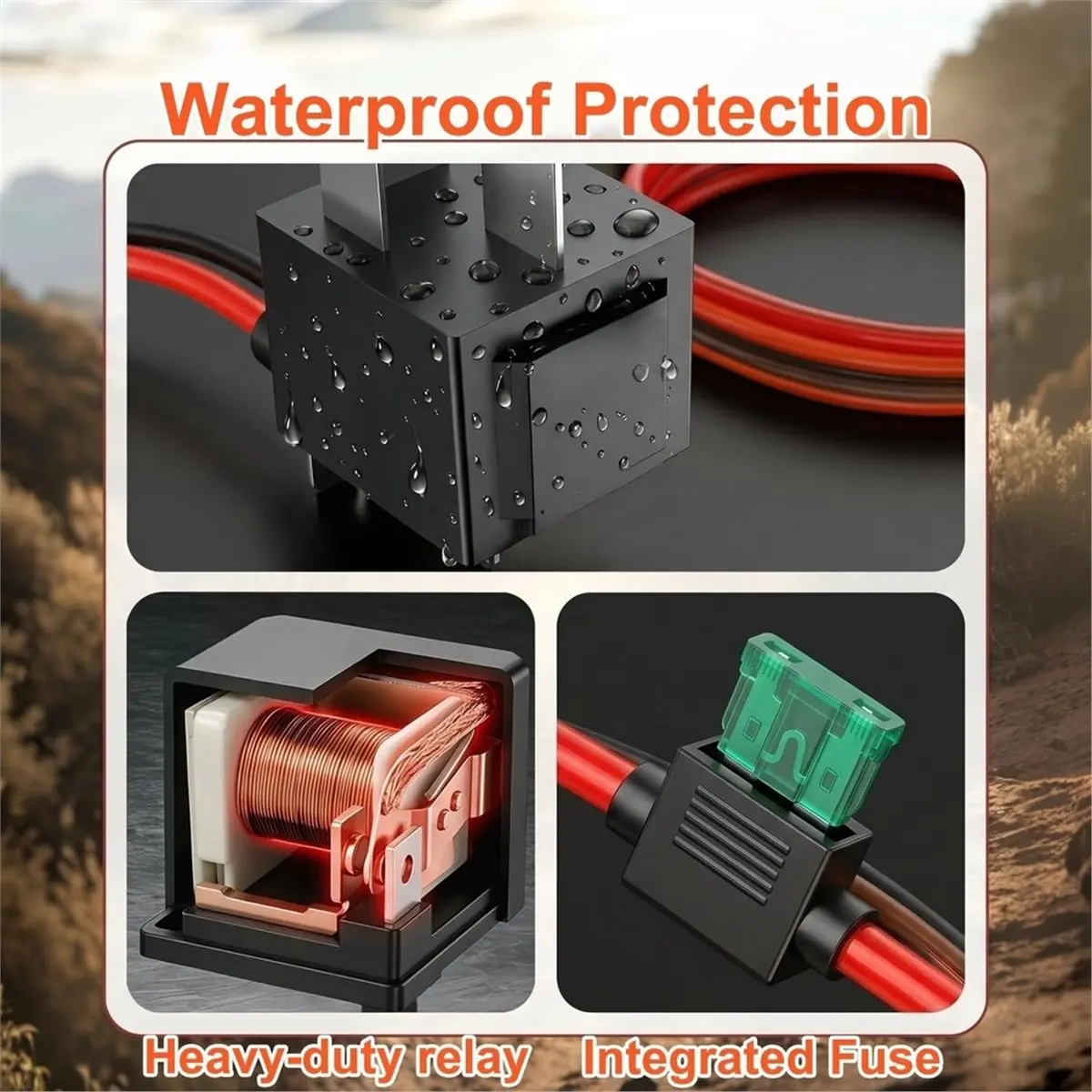 Home Tool Electric Fuels Pump Relay Kit, 40AMP Waterproof Heavy Duty Relay Wiring Harness with Nylon Wire Looms & Long Wires 302