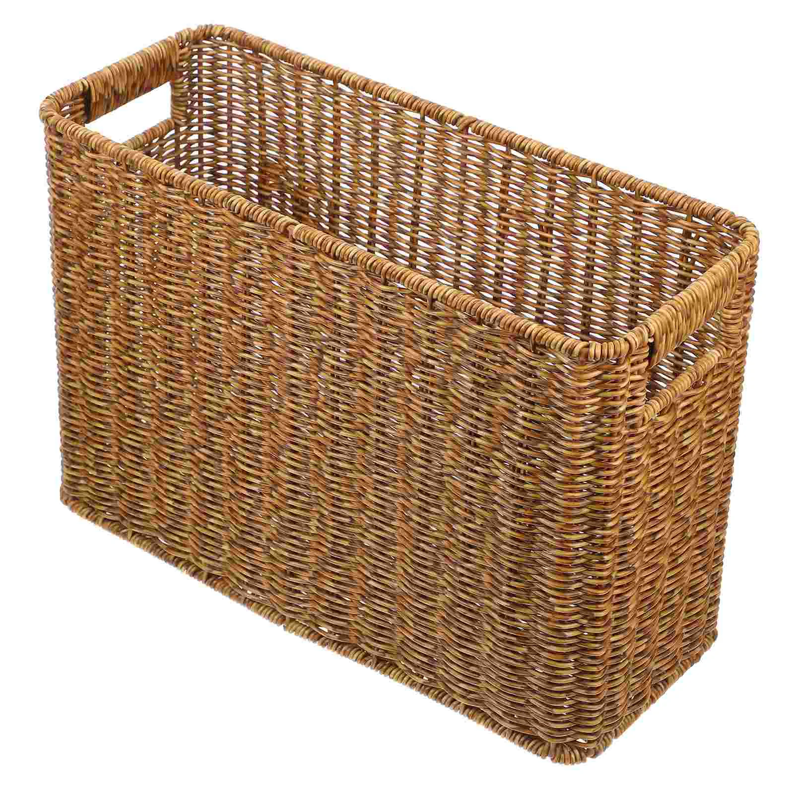 

Magazine Holder Newspaper Basket Decorative Organizer Sundries Light Brown Handled Toiletries Miss