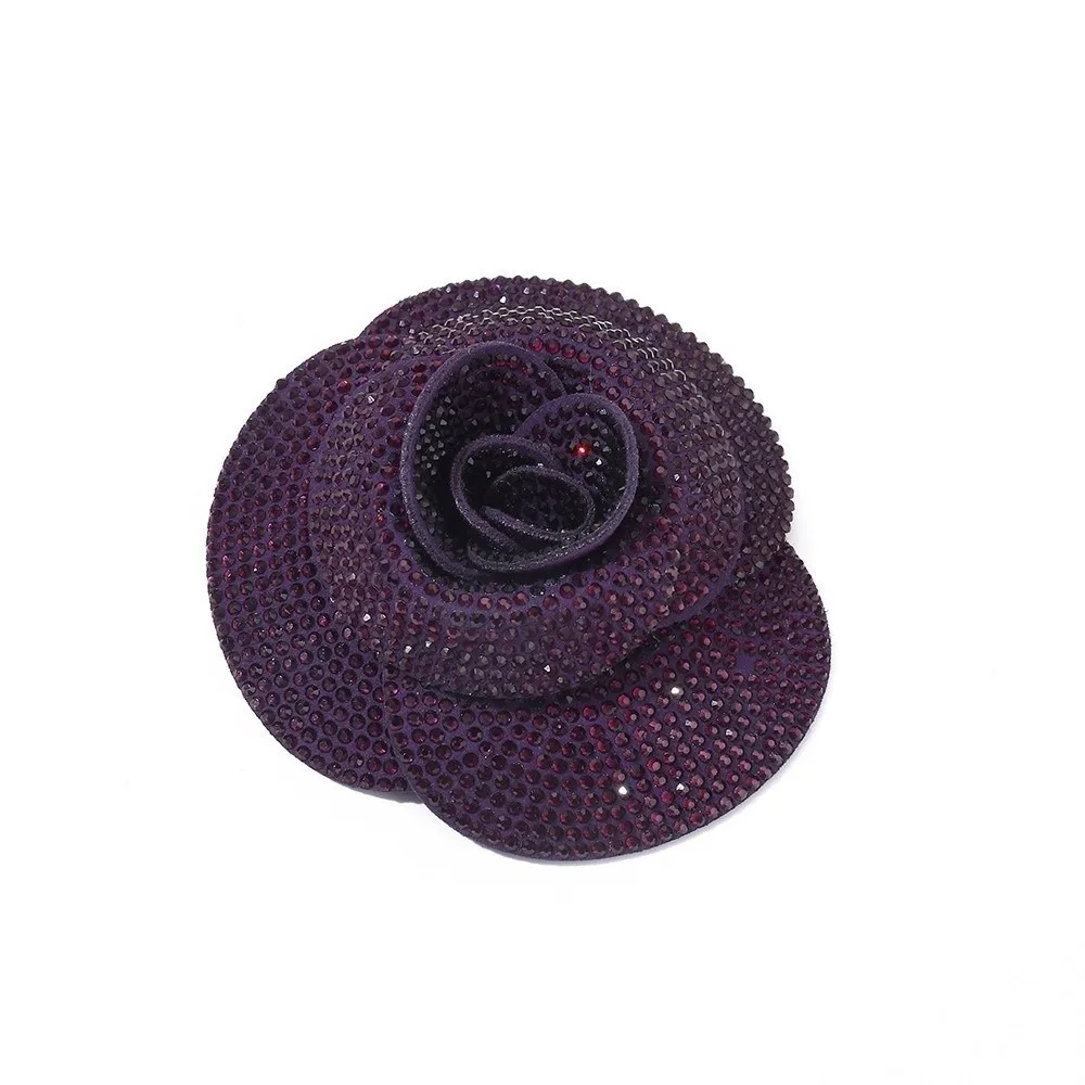 3D Design Rhinestone Flower Patches Self-Adhesive Option Sewing Supplies Fabric Embellishments Flower Shape Metallic Base