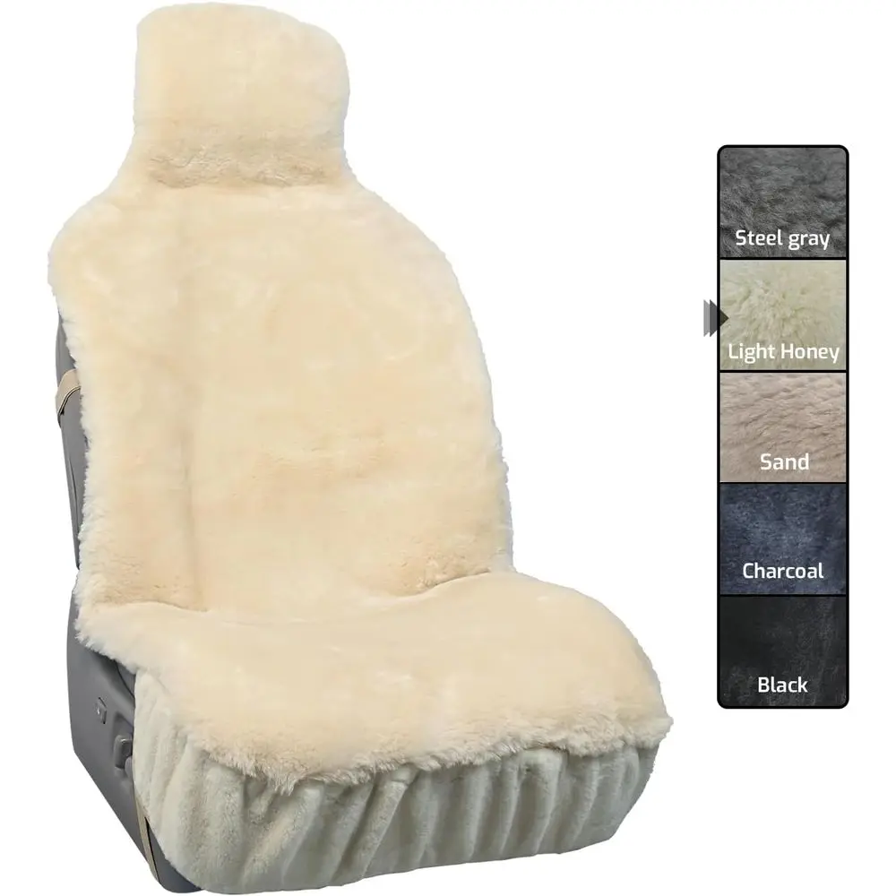 Aegis Cover Premium Sheepskin Car Seat Cover Front Wrap Australian Merino Wool, Universal Fit for RV SUV Truck Sedan Most Vehicl