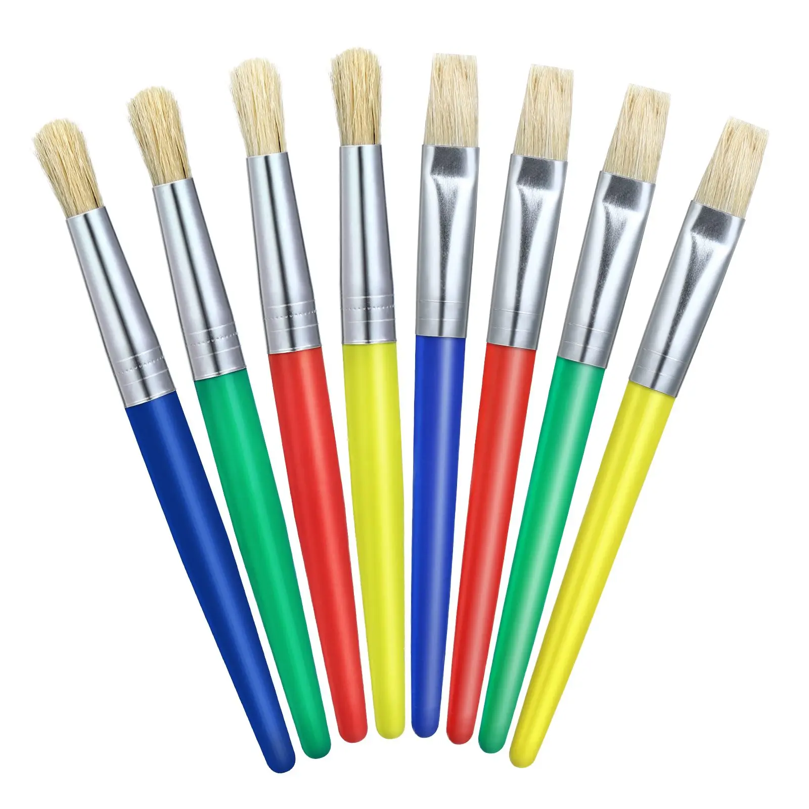 8 Pcs Kids Paint Brushes Coated Bristles Plastic Handle Easy Clean Painting Brushes Class DIY Tools