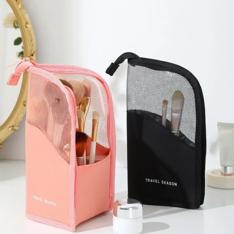 Makeup Brush Case Stand Elegant Waterproof Travel Cosmetic Bag with Brush Holder for Women Girls Easy Storage