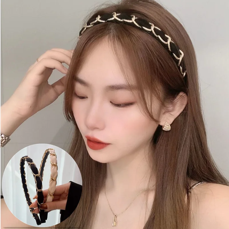 

New Korean Fashion Chain Hairbands Vintage Women Hair Hoop Barrettes Headwear Girls Women Hair Accessories